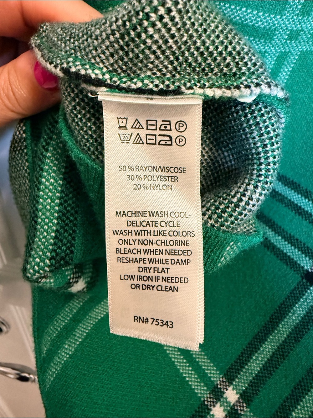 Nicole Miller Green Plaid Mock Neck Sweater small - Picture 7 of 8